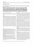 Research paper thumbnail of Pain is associated with reduced quality of life and functional status in patients with Myalgic Encephalomyelitis/Chronic Fatigue Syndrome