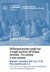 Research paper thumbnail of Ciclo I - Seminario #2: Andrea Toffolon, "Differenziazione negli usi e negli accessi all’acqua termale. Tra umano e non-umano"