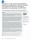 Research paper thumbnail of Résultats en ce qui concerne les participants autochtones sondés dans le cadre de l'enquête Track auprès des utilisateurs de drogues injectables au Canada, phase 4, 2017 à 2019