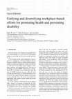 Research paper thumbnail of Unifying and diversifying workplace-based efforts for promoting health and preventing disability