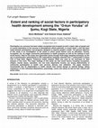 Research paper thumbnail of Extent and ranking of social factors in participatory health development among the O-kun Yoruba of Ijumu, Kogi State, Nigeria