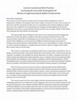 Research paper thumbnail of Executive Summary: Lessons Learned and Best Practices Increasing the Successful Participation Of Women in Apprenticeship & Skilled Technical Jobs