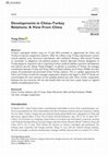 Research paper thumbnail of Developments in China-Turkey Relations: A View From China