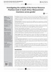 Research paper thumbnail of Investigating the validity of the Human Resource Practices Scale in South Africa: Measurement invariance across gender