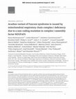 Research paper thumbnail of Acadian variant of Fanconi syndrome is caused by mitochondrial respiratory chain complex I deficiency due to a non-coding mutation in complex I assembly factor NDUFAF6