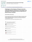 Research paper thumbnail of Challenges in the Analysis of Historic Concrete: Understanding the Limitations of Techniques, the Variability of the Material and the Importance of Representative Samples