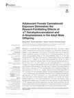 Research paper thumbnail of Adolescent Female Cannabinoid Exposure Diminishes the Reward-Facilitating Effects of Δ9-Tetrahydrocannabinol and d-Amphetamine in the Adult Male Offspring