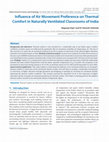 Research paper thumbnail of Influence of Air Movement Preference on Thermal Comfort in Naturally Ventilated Classrooms of India