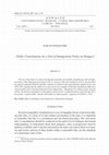 Research paper thumbnail of Public Consultations As a Tool of Immigration Policy in Hungary