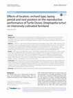 Research paper thumbnail of Effects of location, orchard type, laying period and nest position on the reproductive performance of Turtle Doves (Streptopelia turtur) on intensively cultivated farmland