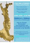 Research paper thumbnail of FG Pedriali — Italy by Design: Materiality, Intermediality and Commodification from Leonardo to the MAXXI | Yale Guest Series “Italian Studies — In Theory and in Practice”, 15 April 2022 15:30 EST