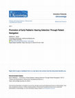 Research paper thumbnail of Promotion of Early Pediatric Hearing Detection Through Patient Navigation