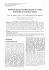 Research paper thumbnail of 33-36Perceived Psychosocial Determinants of Female Criminality in South East Nigeria