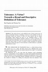 Research paper thumbnail of Tolerance: A Virtue? Towards a Broad and Descriptive Definition of Tolerance