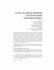 Research paper thumbnail of Las TIC y los estilos de aprendizaje en la clase de francés como lengua extranjera