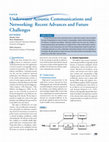 Research paper thumbnail of Underwater Acoustic Communications and Networking: Recent Advances and Future Challenges