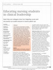 Research paper thumbnail of Educating nursing students in clinical leadership