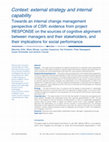 Research paper thumbnail of Towards an internal change management perspective of CSR: evidence from project RESPONSE on the sources of cognitive alignment between managers and their stakeholders, and their implications for social performance