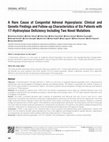 Research paper thumbnail of A rare cause of congenital adrenal hyperplasia: Clinical and genetic findings and follow-up characteristics of six patients with 17- hydroxylase deficiency and two novel mutations