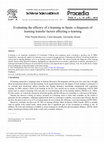 Research paper thumbnail of Evaluating the Efficacy of E-learning in Spain: A Diagnosis of Learning Transfer Factors Affecting E-learning