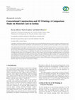 Research paper thumbnail of Conventional Construction and 3D Printing: A Comparison Study on Material Cost in Jordan