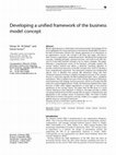 Research paper thumbnail of Developing a unified framework of the business model concept