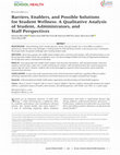 Research paper thumbnail of Barriers, Enablers, and Possible Solutions for Student Wellness: A Qualitative Analysis of Student, Administrators, and Staff Perspectives