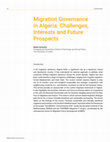 Research paper thumbnail of Migration Governance in Algeria: Challenges, Interests and Future Prospects