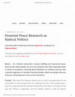 Research paper thumbnail of Feminist Peace Research as Radical Politics