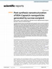 Research paper thumbnail of Post-synthesis nanostructuration of BSA-Capsaicin nanoparticles generated by sucrose excipient