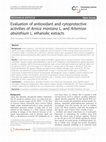 Research paper thumbnail of Evaluation of antioxidant and cytoprotective activities of Arnica montana L. and Artemisia absinthium L. ethanolic extracts