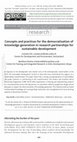 Research paper thumbnail of Concepts and practices for the democratisation of knowledge generation in research partnerships for sustainable development