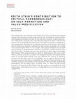 Research paper thumbnail of Edith Stein's Contribution to Critical Phenomenology: On Self-Formation and Value-Modification