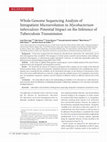 Research paper thumbnail of Whole Genome Sequencing Analysis of Intrapatient Microevolution in Mycobacterium tuberculosis: Potential Impact on the Inference of Tuberculosis Transmission