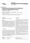 Research paper thumbnail of Hypersomnia Associated with Bilateral Posterior Hypothalamic Lesion