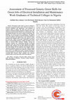 Research paper thumbnail of Assessment of Possessed Generic Green Skills for Green Jobs of Electrical Installation and Maintenance Work Graduates of Technical Colleges in Nigeria