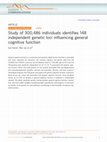 Research paper thumbnail of Study of 300,486 individuals identifies 148 independent genetic loci influencing general cognitive function