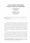 Research paper thumbnail of O Percurso da Micro-história Italiana: Propostas, Perspectivas e Singularidades