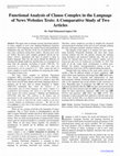 Research paper thumbnail of Functional Analysis of Clause Complex in the Language of News Websites Texts: A Comparative Study of Two Articles