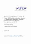 Research paper thumbnail of Entrepreneurial skills and growth of Small and Medium Enterprise (SMEs): A comparative analysis of Nigerian entrepreneurs and Minority entrepreneurs in the UK