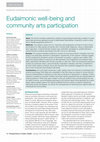 Research paper thumbnail of Eudaimonic well-being and community arts participation