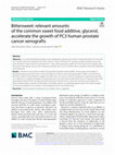 Research paper thumbnail of Bittersweet: relevant amounts of the common sweet food additive, glycerol, accelerate the growth of PC3 human prostate cancer xenografts