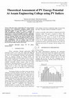 Research paper thumbnail of Theoretical Assessment of PV Energy Potential At Assam Engineering College using PV Indices