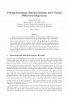 Research paper thumbnail of Pricing European Barrier Options with Partial Differential Equations