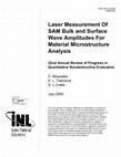 Research paper thumbnail of Laser Measurement of SAM Bulk and Surface Wave Amplitudes for Material Microstructure Analysis