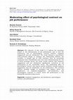 Research paper thumbnail of Moderating effect of psychological contract on 
job performance