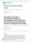 Research paper thumbnail of Circulation des idées : dynamiques sociales et conceptuelles dans le transfert des doctrines socialistes de la France à la Pologne (1831-1848)