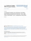 Research paper thumbnail of Commentaries on Deepak Chopra and Menas Kafatos’ Book, “You Are the Universe”; 2017, Harmony Books