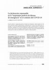 Research paper thumbnail of La declaración responsable en la «suspensión perfecta de labores de emergencia» en el contexto de la COVID-19.