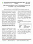 Research paper thumbnail of Experimental Investigation of Effect of Environmental Variables on Performance of Solar Photovoltaic Module